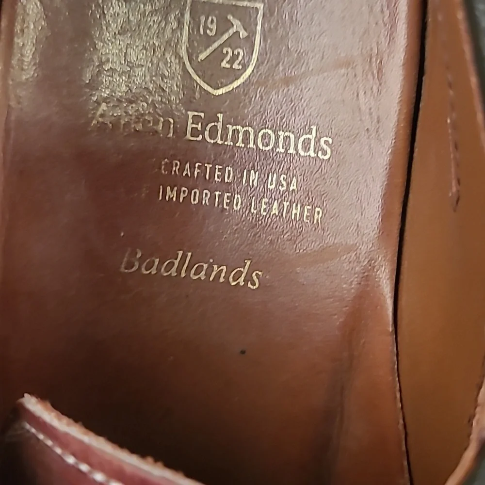 ALLEN EDMONDS Brown‎ Leather Badlands Sz 8.5 D Oxford Casual Mens Shoes